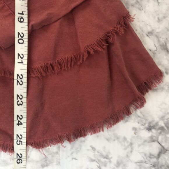 Anthropologie Cloth & Stone Pink Red Tiered Fringe Button Down Top Size XS / Ext - Picture 13 of 14